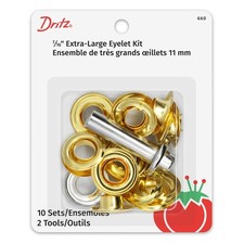 Dritz 660 Extra-Large Eyelet Kit with Tool, Brass, 7/16-Inch 7/16-Inch, Brass