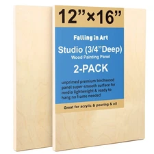 Falling in Art Unfinished Birch Wood Canvas Panels Kit, 2 Pack of 12x16’’ St...