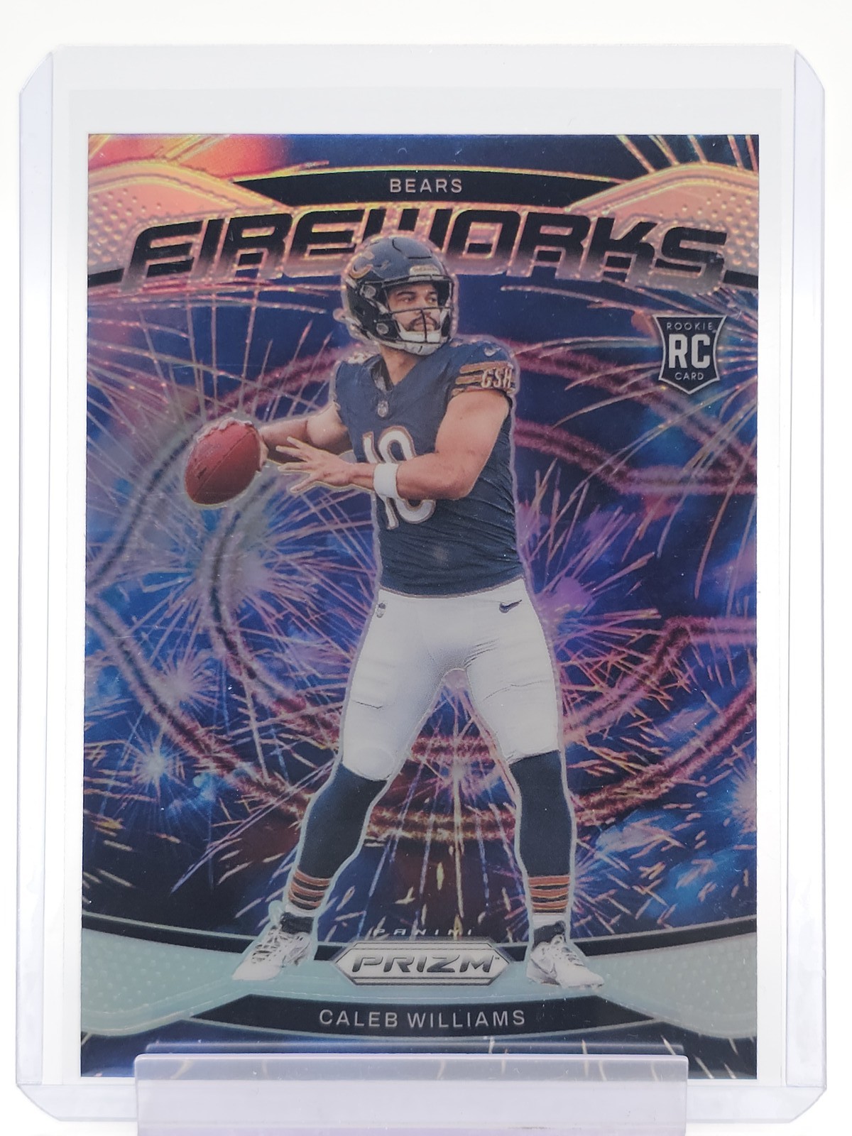 CALEB WILLIAMS 2024 PRIZM FIREWORKS ROOKIE SILVER RC #25 CHICAGO BEARS B Q5454