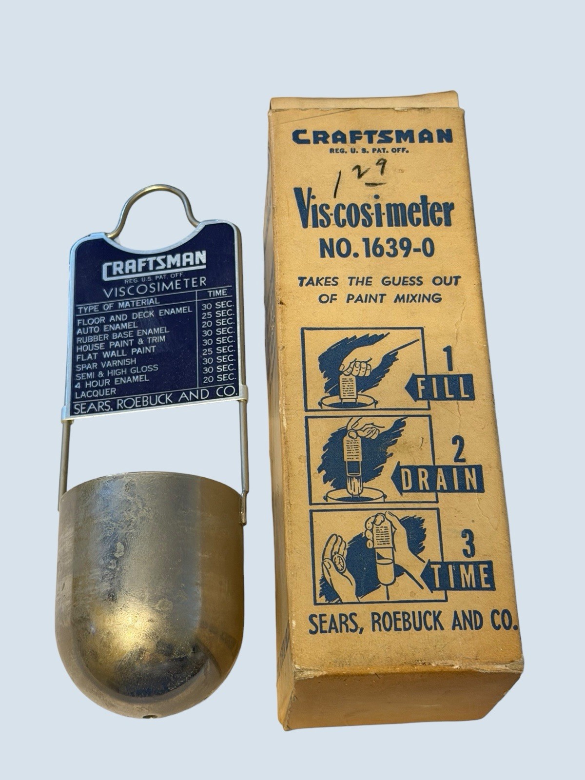 Vintage Sears Roebuck Craftsman Paint Viscosimeter No. 1639-0 w/ Original Box