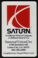 10u Saturn of Union City Georgia. Automobile Logo SPECIMEN Phone Card