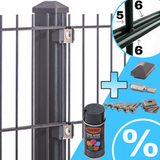 Doppelstabmattenzaun Gartenzaun Gittermattenzaun Matten Zaun Set 656  Anthrazit 