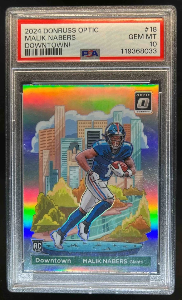 Donruss Optic Malik Nabers 2024 ¡Centro! RC Rookie SSP #18 Giants PSA 10