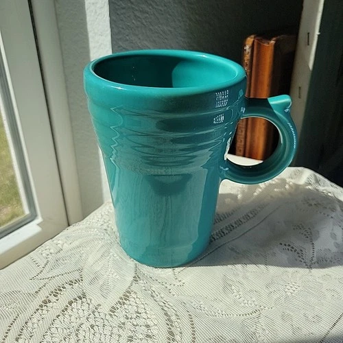 Fiestaware LATTE Mug Thumb Grip Turquoise Blue Homer Laughlin Retired 18oz USA