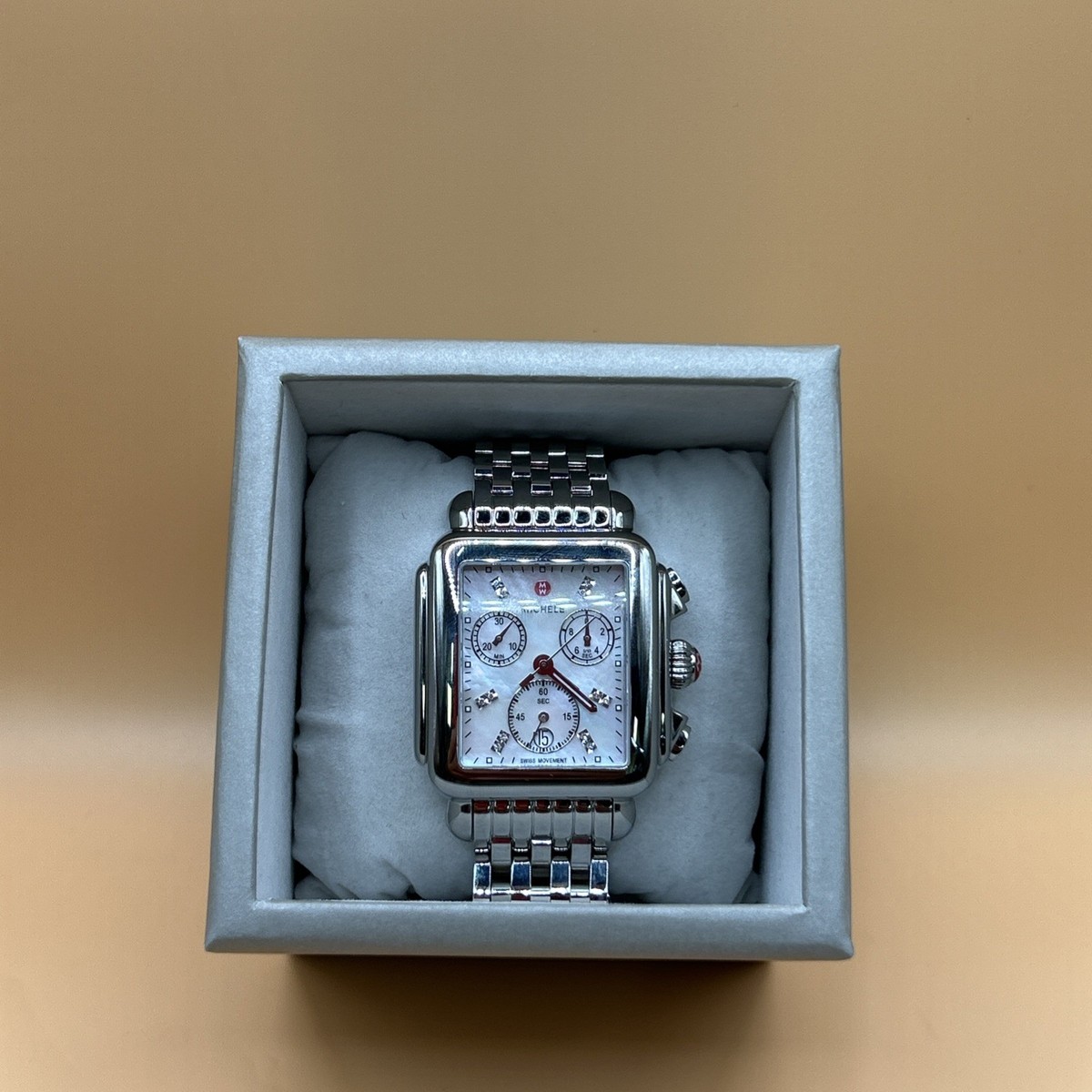Michele Deco Diamond Chronograph Watch .66 ct Diamonds; MOP & diamonds on Face Michele Deco Diamond Chronograph main image 2