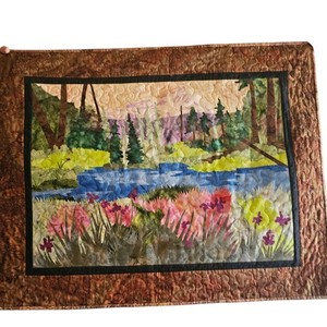 ​Vintage Trudie Ferreira Art Quilt Metolius River Oregon Landscape Circa 2005