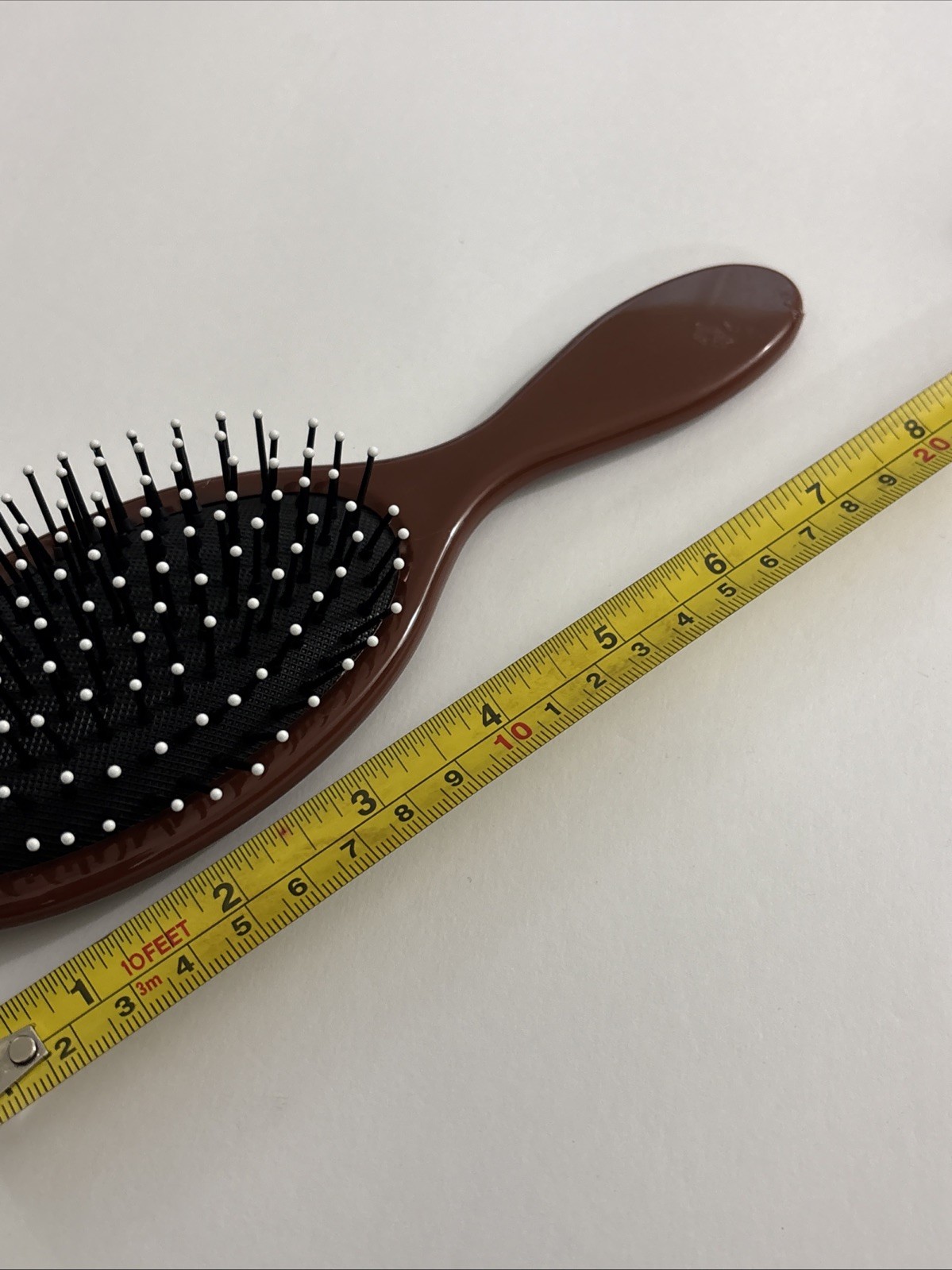 Detangling Brown /Wht Ball Tipped Handheld Plastic Hair Brush 8” New In Package