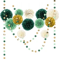 Seidenpapier Pompons Deko 15 StüCk, WaldgrüN Tissue Papier Pom Poms