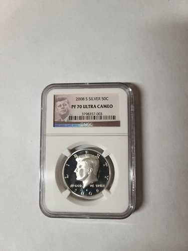 2008 USA 50C President Kennedy Silver Proof Coin NGC PF70 Ultra Cameo