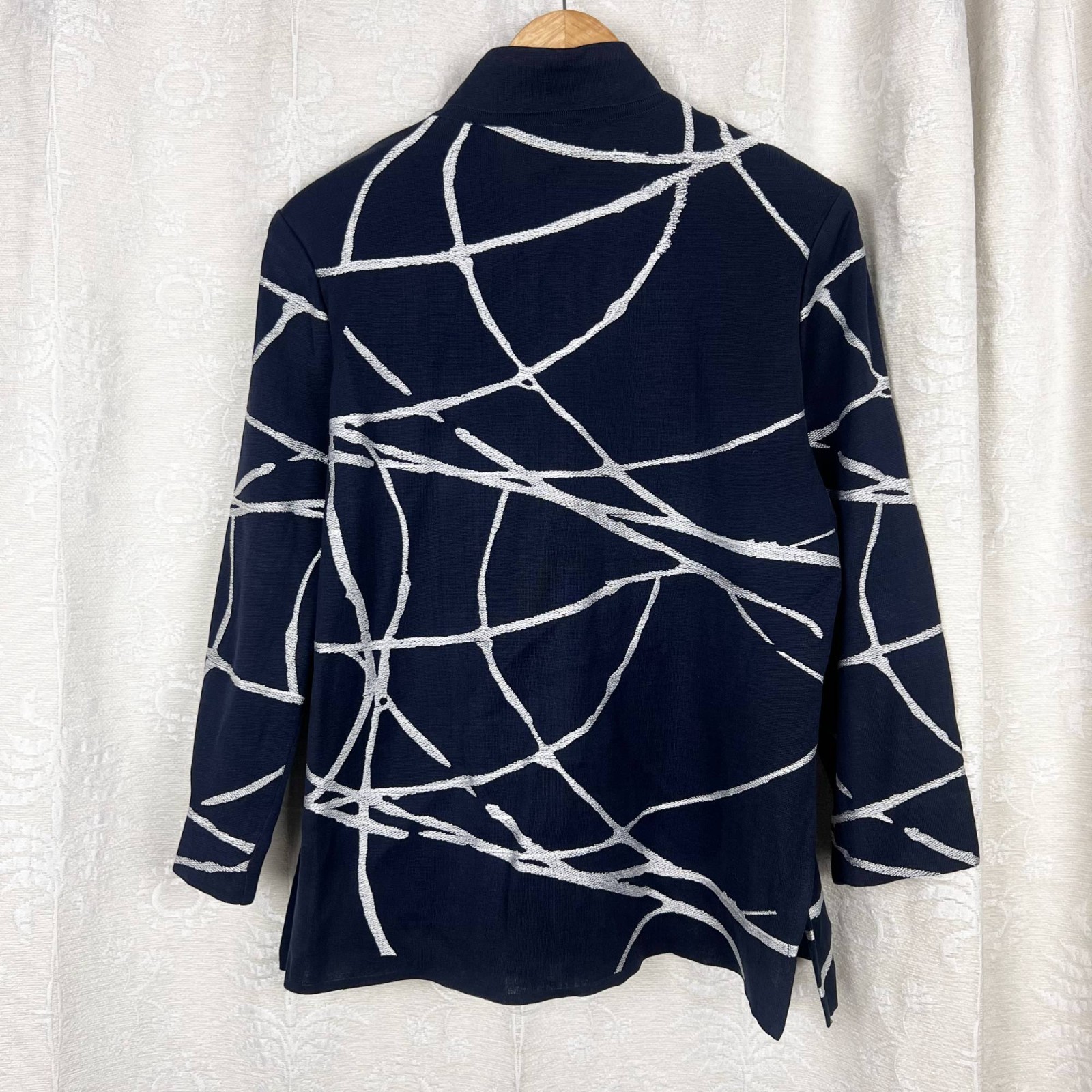 Ming Wang abstract pattern snap front shacket blu… - image 4