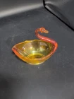 Vintage Amberina Uranium  Murano Italy Duck MCM 6" Art Glass Red And Yellow