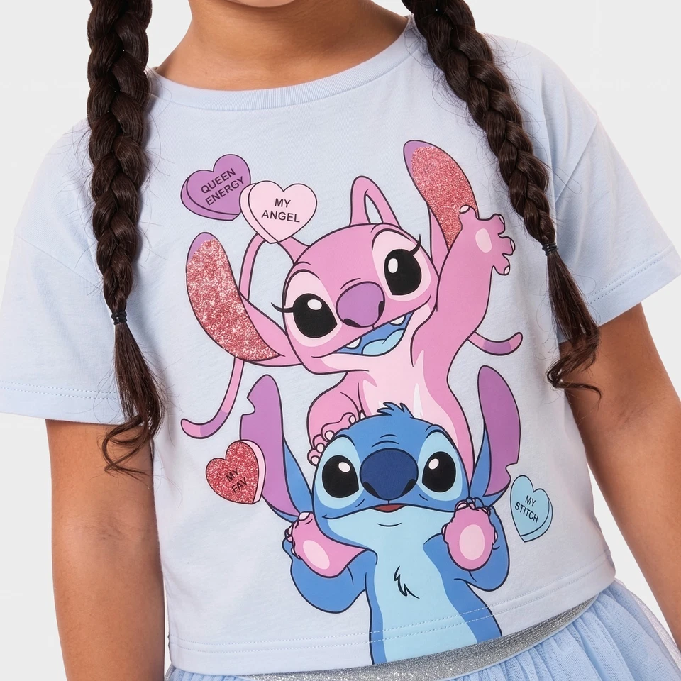 Conjunto Disney Lilo & Stitch | Conjunto de camiseta y falda Angel And Stitch para niñas - Imagen 2 de 4
