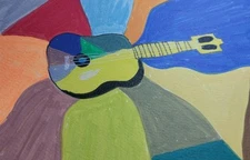 Abstract Guitar IMPRESSIONISM Music ORIGINAL Painting COLLECTIBLE  8x8 Inches