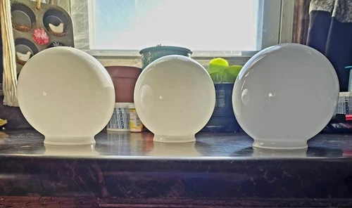 Vintage Lot Of 3 White 6" Milk Glass Shade Ball Lamp Globe 3¼" Fitter