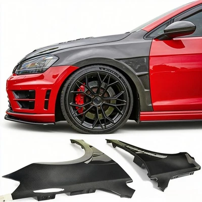 REAL CARBON Side Vented Fender Replace For VW Volkswagen Golf MK7 GTI R 2014-17  - Image 1 of 4