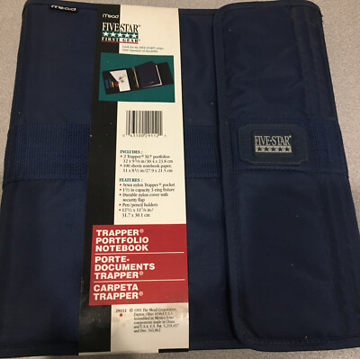 Mead Fivestar Trapper Portfolio Notebook, #29112 Navy Blue 12.5 x 11 7/8