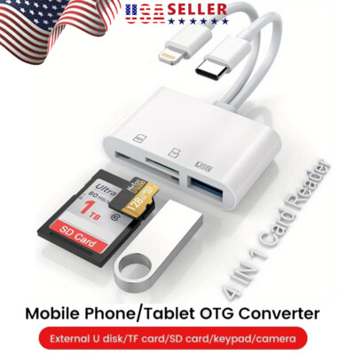 iOS to Micro SD TF Card Reader USB-C to Camera Card Adapter for iPhone Samsung