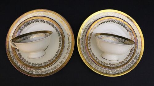 Alka Kunst/Schlegelmilch,antique porcelain dessert set, tea trio,gilding,1947-72 - Bild 4 von 21