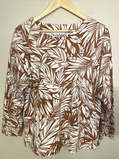 Vintage Diane Von Furstenberg Blouse Palm Leaf Print Shirt Size L Made in USA