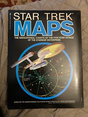 Star Trek Maps, Bantam 1st 1980, 4 2-sided space Wall Maps + Tech Manual, NF