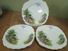 Set of Three Vintage 1950s, Royal Vale 'Country Scenes' 16cm Side Plates