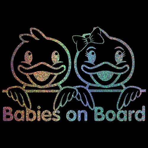 8.5" BABIES ON BOARD DUCK v1 Vinyl Decal Sticker Laptop Twins Duckies Boy Girl - Picture 24 of 31