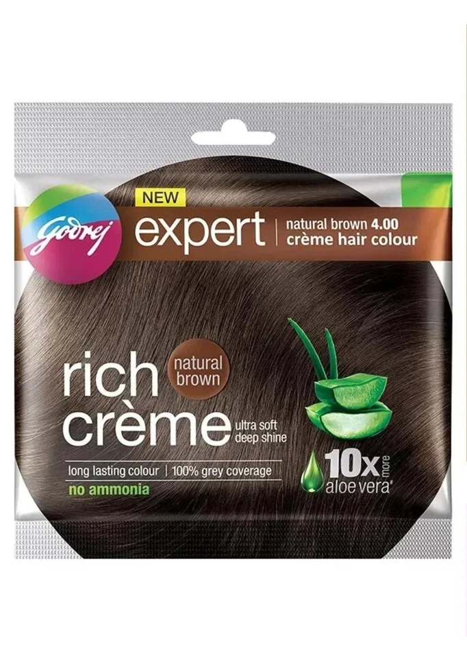 Godrej Expert Rich Creme Hair Color (Pack of 4) - Natural Brown