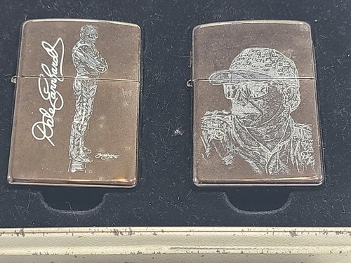 Zippo Motorsport Lighter Dale Earnhardt Set of 2 Sam Bass Signed #186/2004 HTF