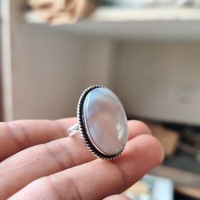 Blue Lace Agate Gemstone Ring 925 Sterling Silver Designer Ring Wedding Gift