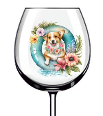 12 x Hund Welpe Blume Becher Weinglas Farbe Vinyl Aufkleber Abziehbilder z099