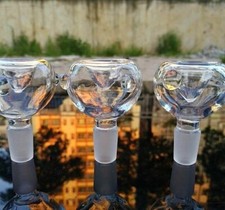 14mm x3PCS Male Slide Tobacco Bowl Glass for Water Pipes - Round Clear 3pcs