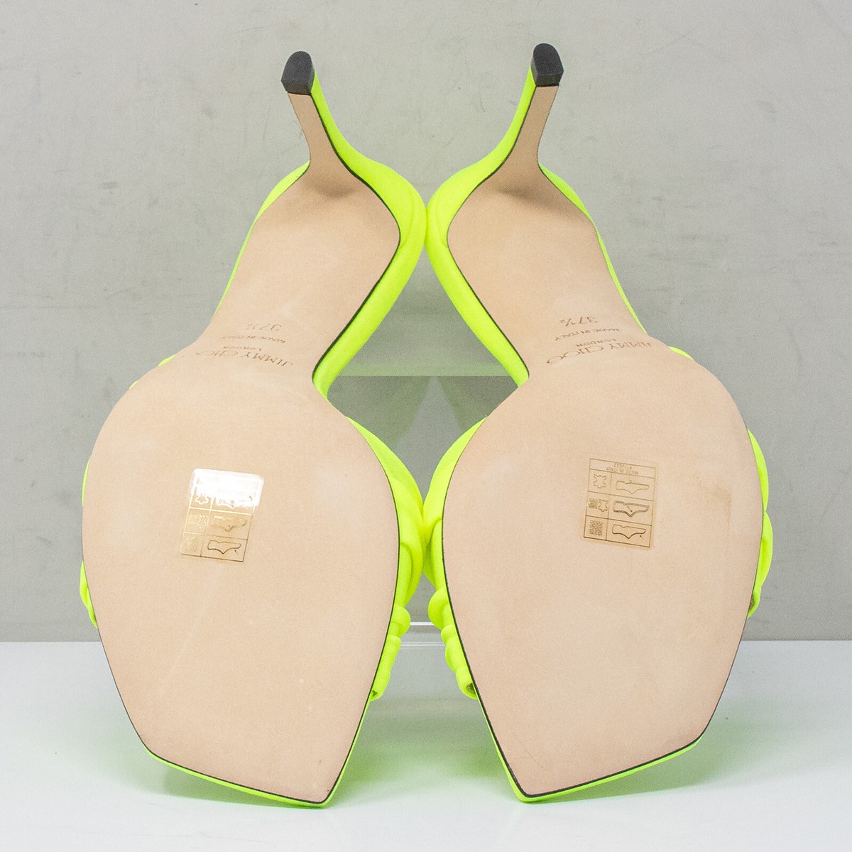 Jimmy Choo Basil 75 Neon Apple Green Heels, Size 7.5 US (37.5 EU