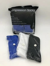 COOLOVER Compression Sock for Women & Men - Pack of 8 L/XL Black-White-Blue