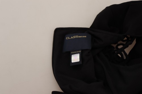 CLASS ROBERTO CAVALLI Dress Sheath Black Viscose Short Sleeves IT42/US8/M $800 - Picture 6 of 8