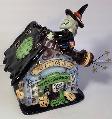 Blue Sky Clayworks Witch Tea Light Candle House Heather Goldminc 2009 HTF
