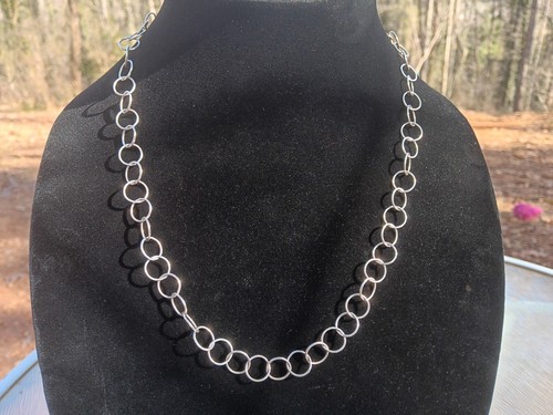 Collar de cadena de eslabones grandes redondos de plata de ley 925 para mujer de 20"
