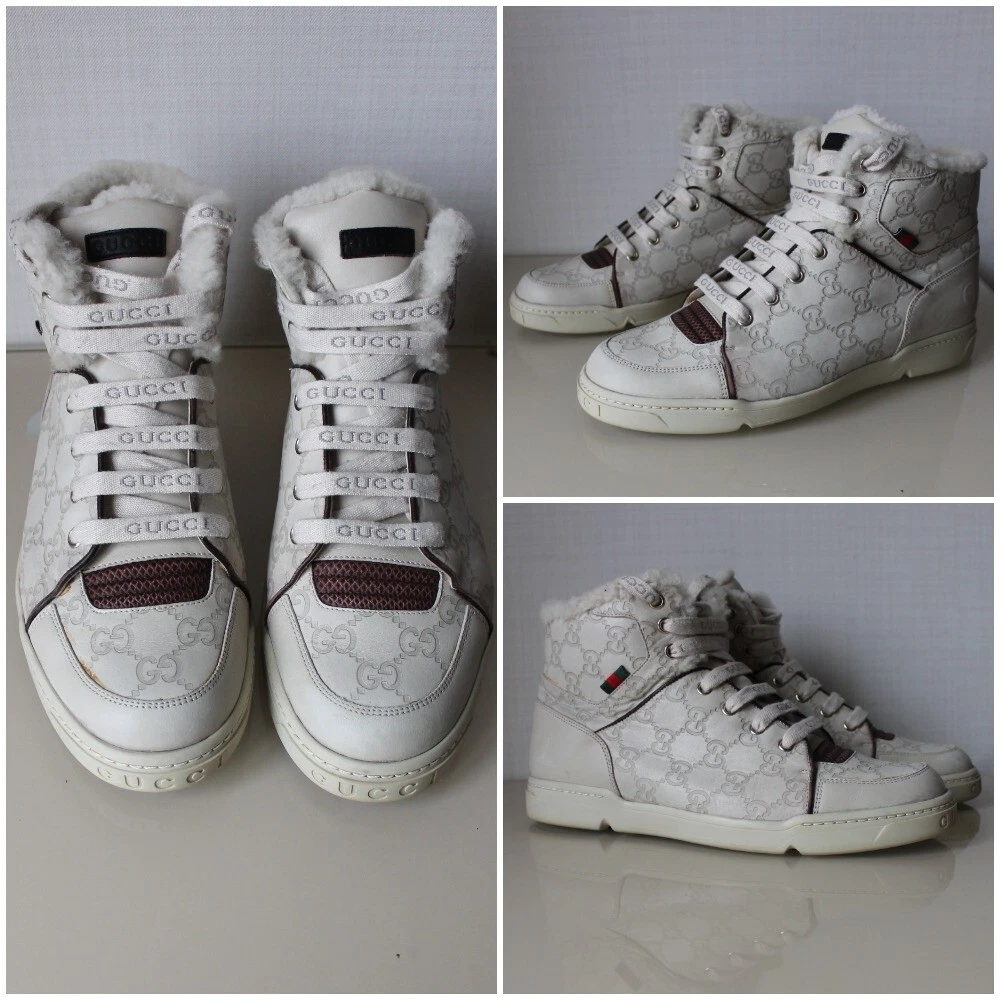 GUCCI gg monogramme baskets haut de gamme cuir 162958 ivoire 