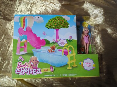 BARBIE Chelsea Clubhouse Pool Water Fun Rainbow Slide, Diving