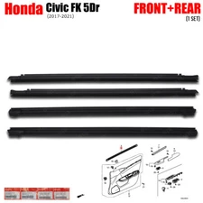 Set Inner Weatherstrip Window Molding Belt Fits Honda Civic FK 5Dr 2017 - 2021