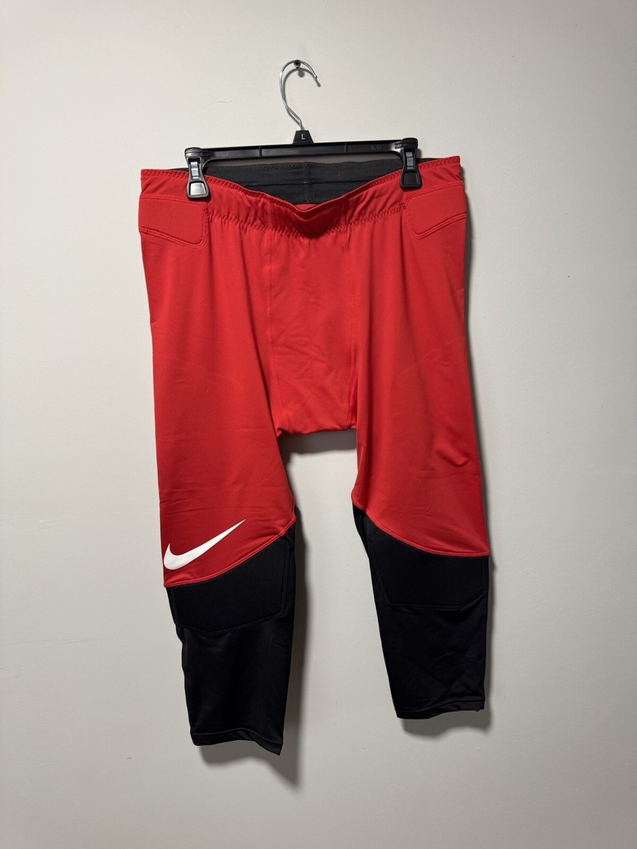 Nike Football Padded Hip/Knee 3/4 Compression Pants 835340 Red Blk