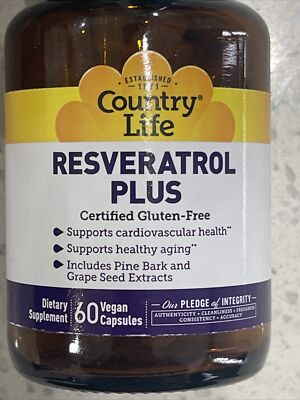 Country Life Resveratrol Plus 60 Veggie Capsules EXP 11/2025