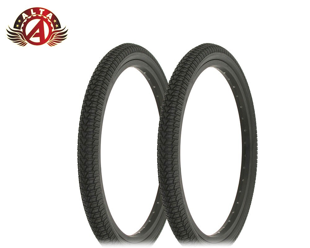 2 Pneus + 2 Chambres Altaline Vélo 20 X 2,35 - Noir/blanc - Semi-lisse - Neufs