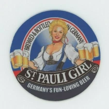 St Pauli Girl BEER COASTER - Blonde German Bier Waitress - Oktoberfest 3.5
