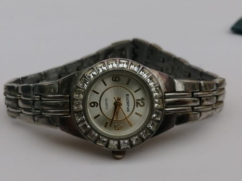 Vintage Watch Wristwatch ELGINI Quartz Japan Made Jewelry Woman's Small Unique - Picture 10 of 13