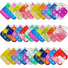 30 Pcs Mini Pop Bubble Fidget Sensory Toys, Pop Keychain Bulk Toy for Party F...