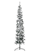vidaXL Slim Artificial Half Christmas Tree with Flocked Snow 180 cm Space Saving