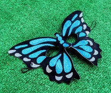Blue Glitter Monarch Butterfly Mask Mardi Gras Halloween Costume Masquerade New
