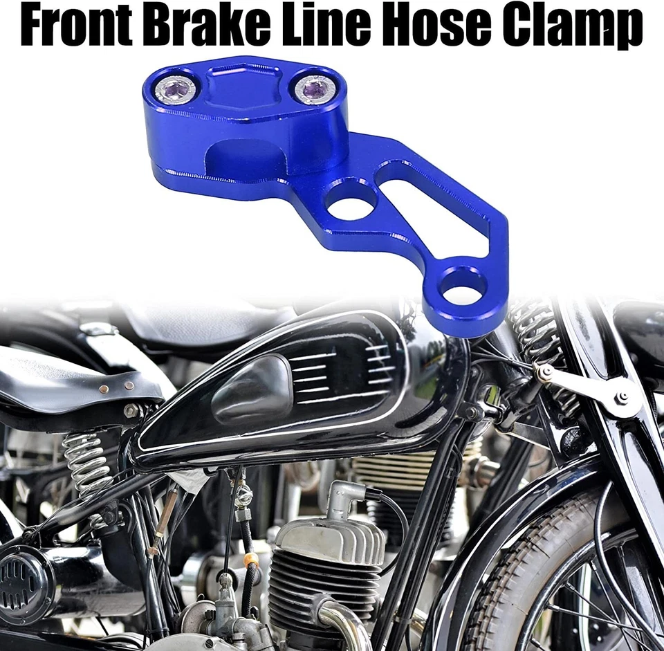 Universal Blue Front Brake Line Hose Clamp Oil Pipe Line Clamps For Motorcycle - Image 3 of 4