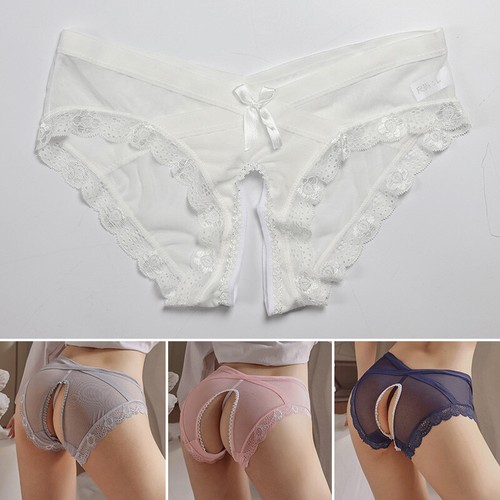 Sexy Women's Open Crotch Crotchless Knickers Panties Transparent Lingerie Briefs - Picture 4 of 47