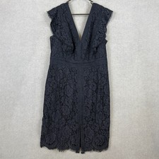 City Chic Dress Womens Extra Small Navy Blue Lace Sheath Satin Lined